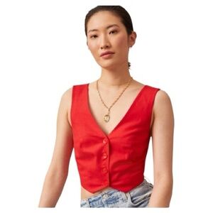 Anthropologie x Mare Mare Red Cross-back Cropped Vest size Medium